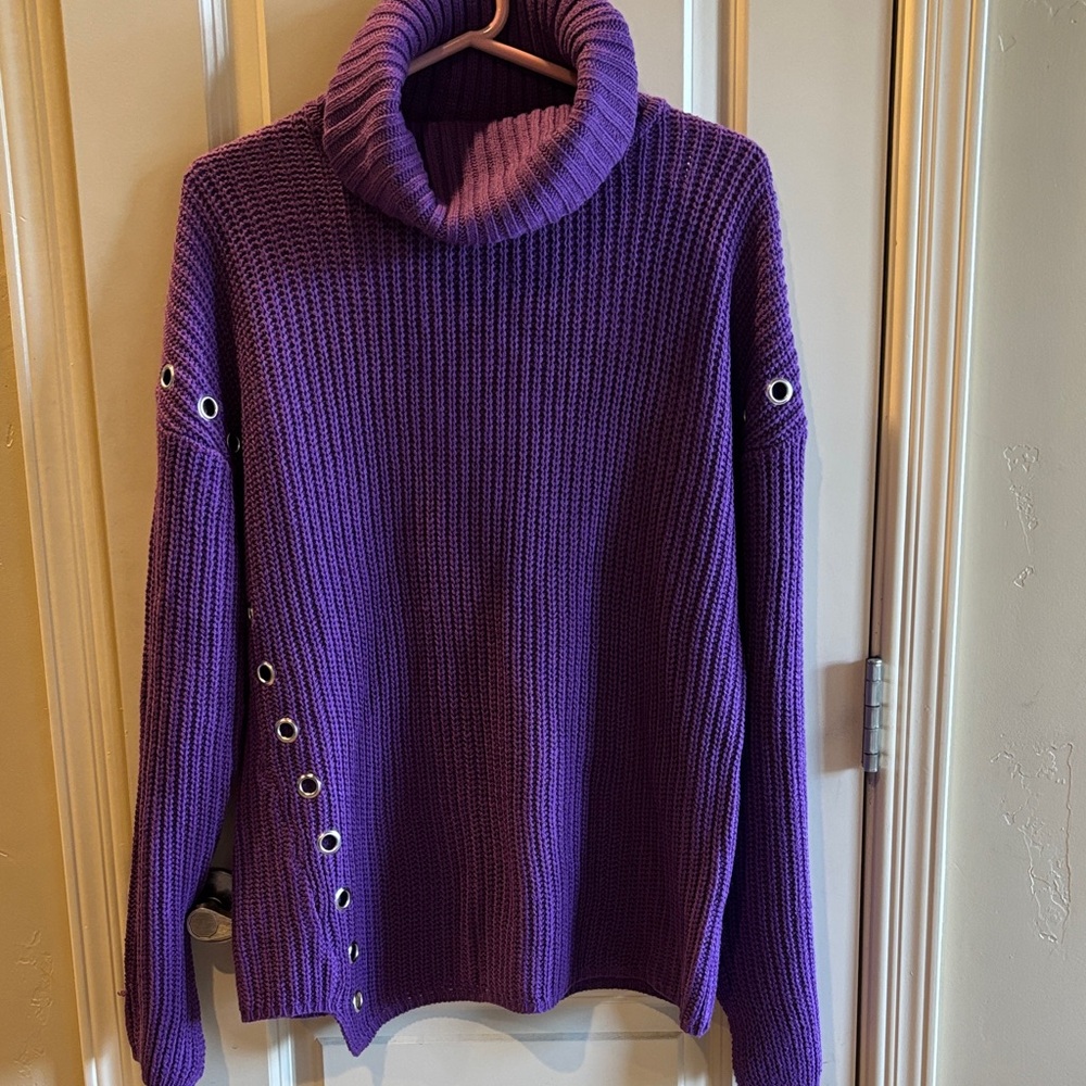 Purple Cowl Neck Sweater